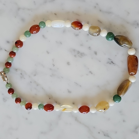 Vintage Semi-Precious Gemstone Beaded Necklace - Picture 7 of 11